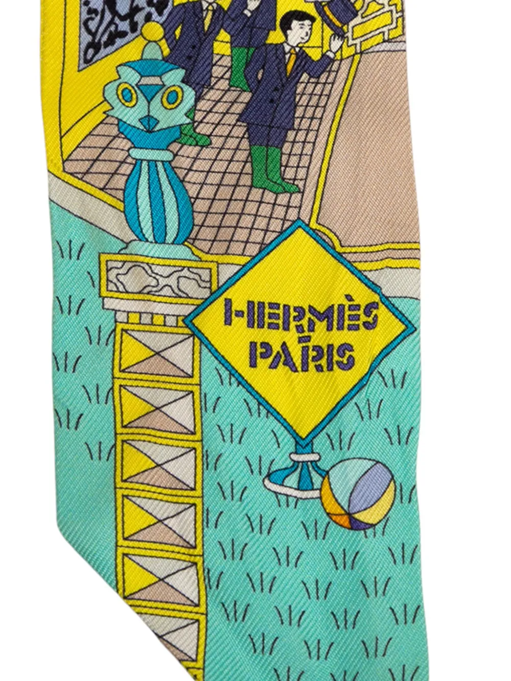 Pre-owned Hermes 1999-2007 La Maison Des Carres Twilly Silk Scarf Scarves In Yellow