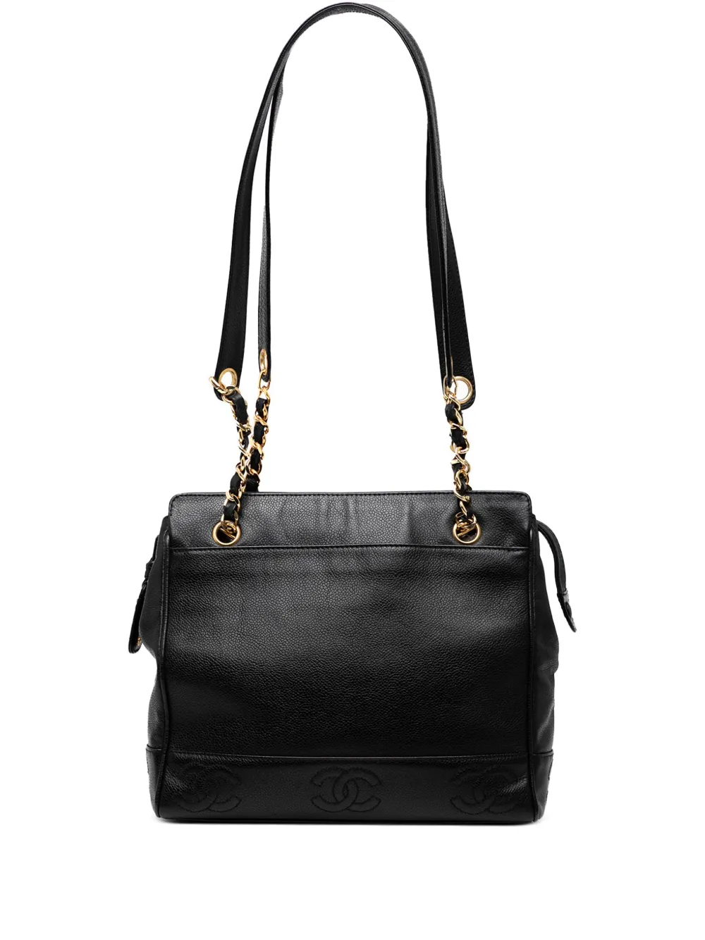 CHANEL Pre-Owned 1996-1997 トリプル ココマーク キャビア ショルダーバッグ - ブラック CHANEL Pre-Owned 1996-1997 トリプル ココマーク キャビア ショルダーバッグ - ブラック