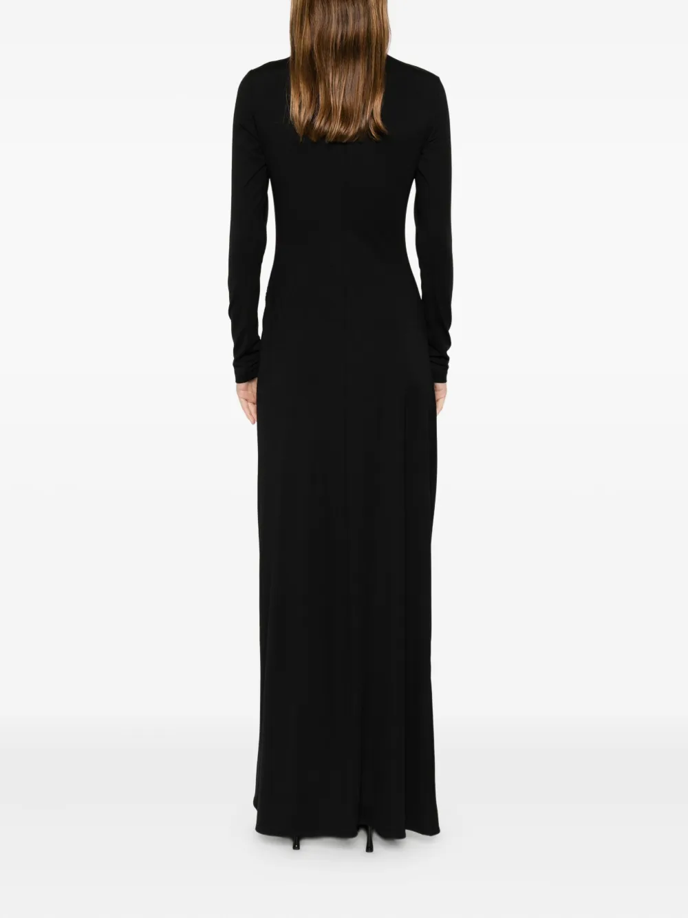 Mar De Margaritas Long-sleeve Maxi Dress In Black