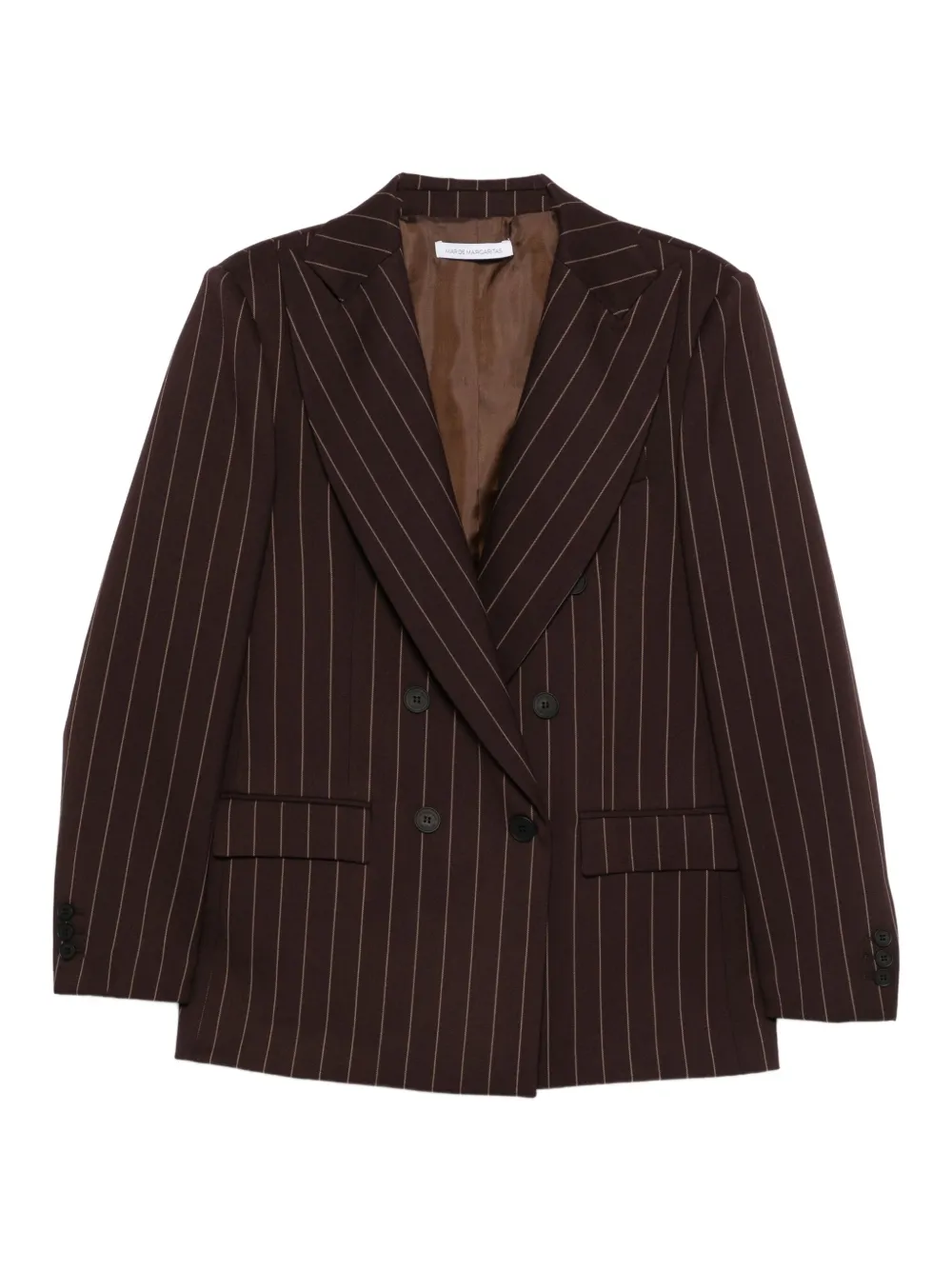 MAR DE MARGARITAS stripe double-breasted blazer - ブラウン MAR DE MARGARITAS stripe double-breasted blazer - ブラウン