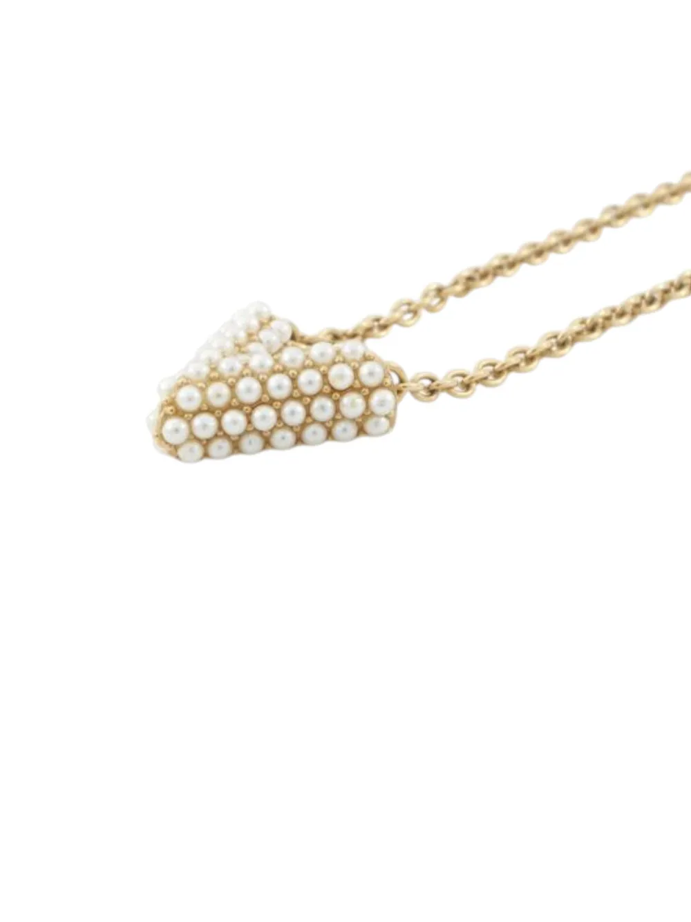 Pre-owned Louis Vuitton 2020 Gold Plated Essential V Pearl Necklace Costume Necklace