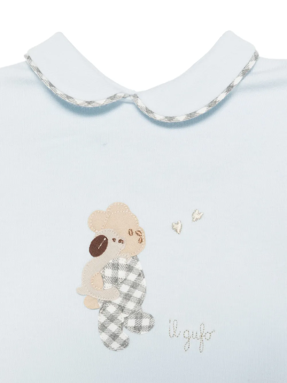 Il Gufo Twee broeken met geborduurde beer Blauw