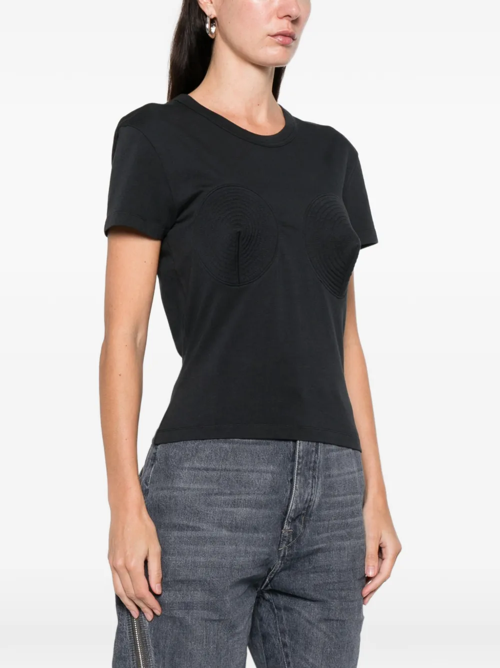 Vaquera Bullet Bra Circular-detail Top In Black