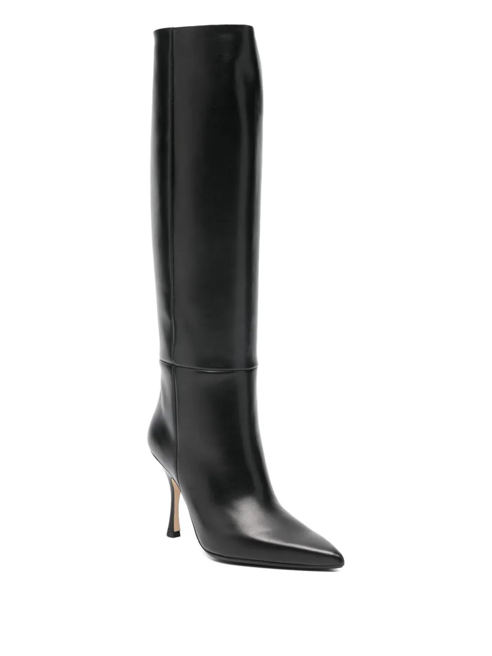 Anna F 100mm Pointed Leather Boots In Black