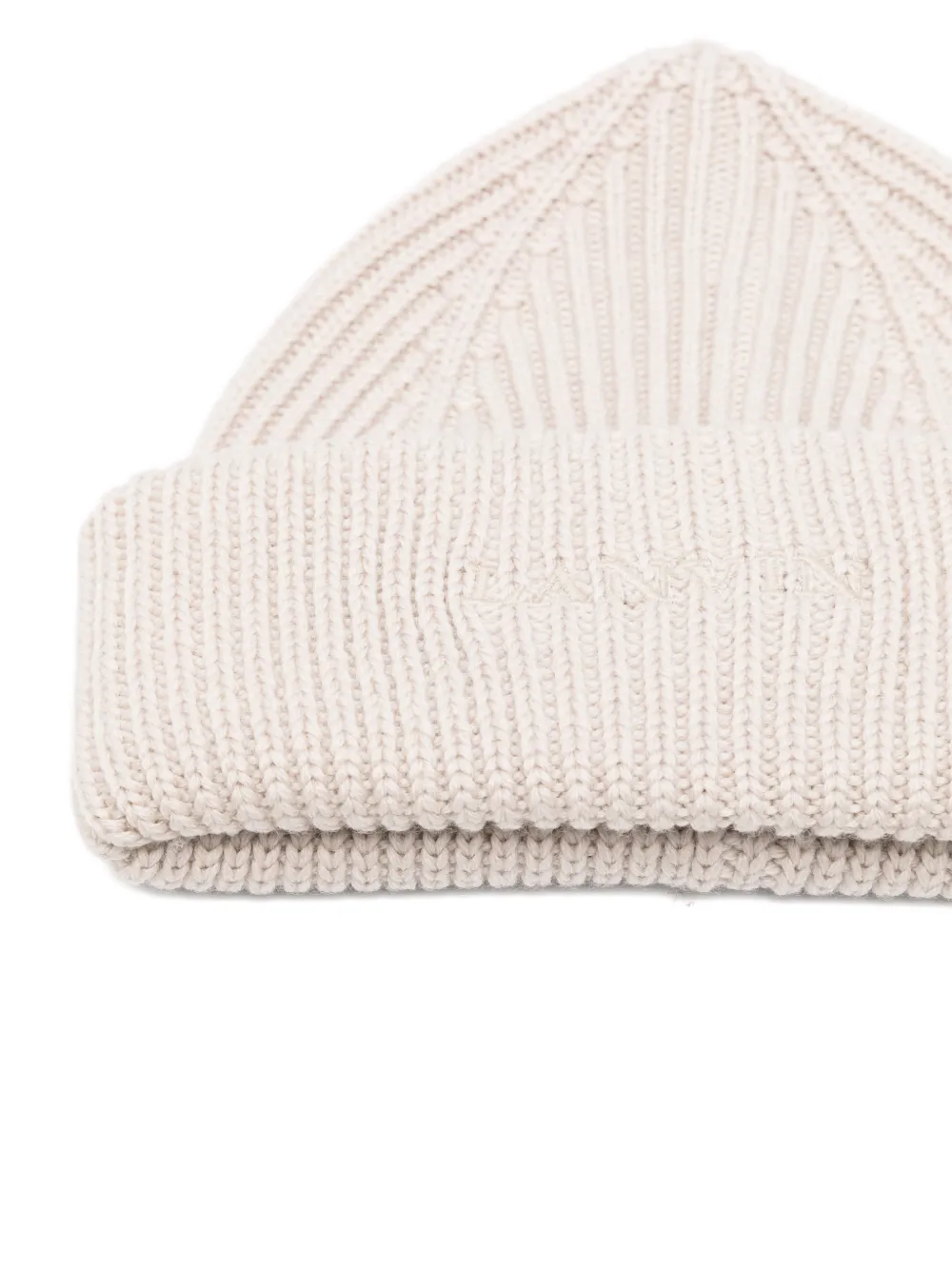 Lanvin Ribbed Beanie Hat In Brown
