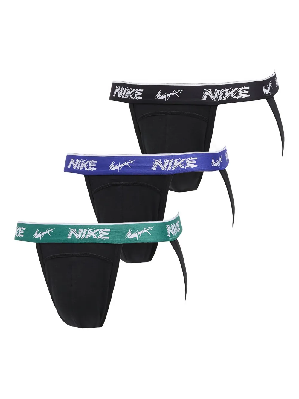 Nike Logo-waistband Stretch Briefs (pack Of Three) In Black