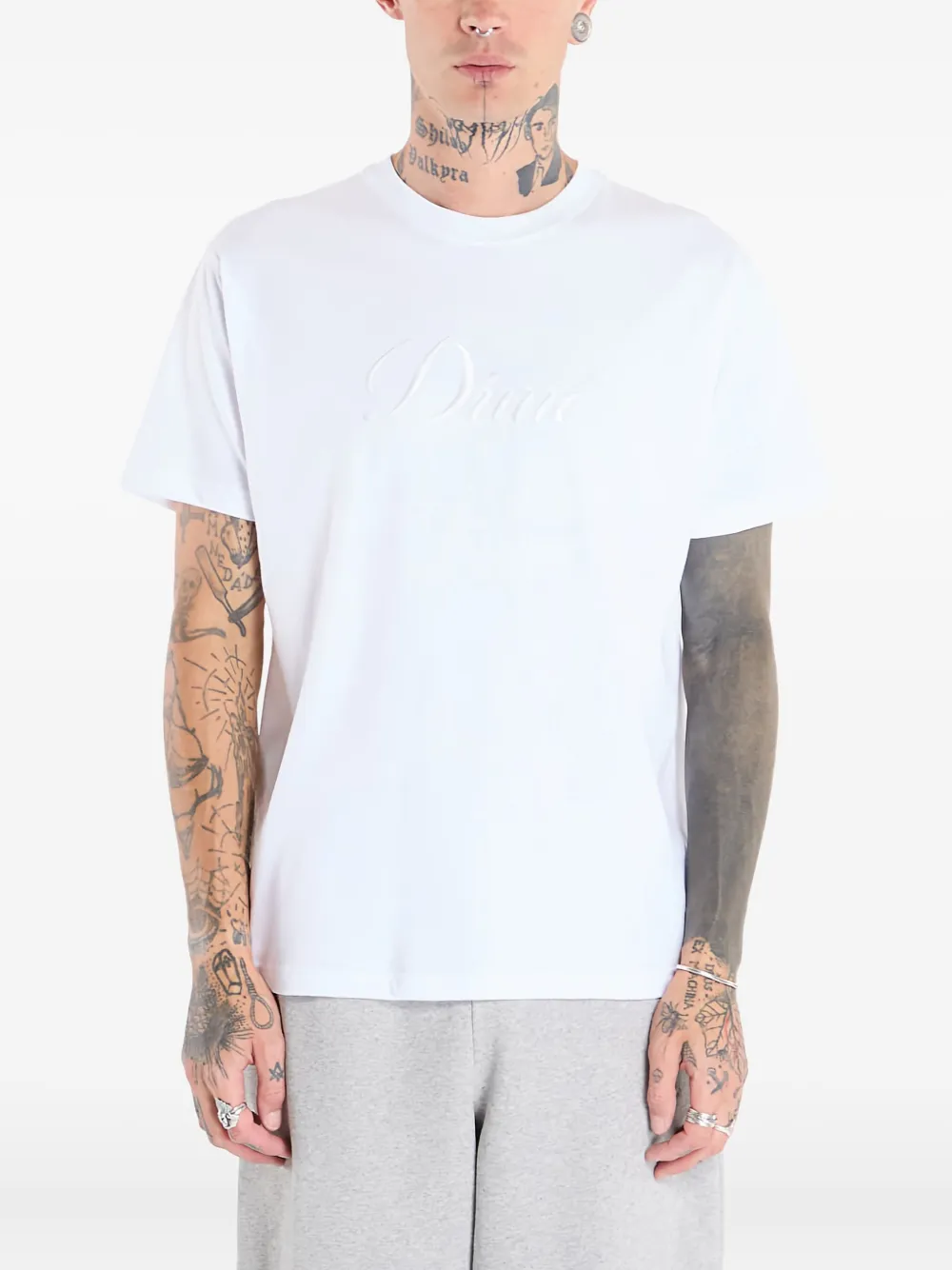 Dime Cursive-logo T-shirt In White