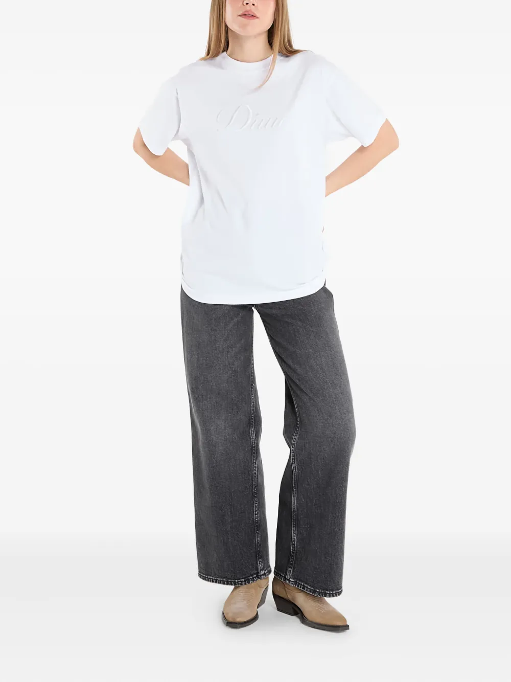 Dime Cursive-logo T-shirt In White
