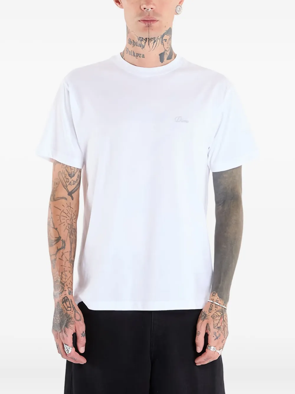 Dime Cursive-logo T-shirt In White