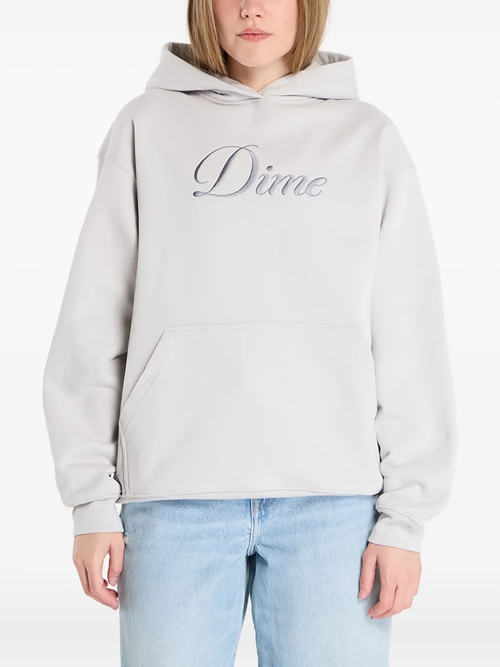Dime Cursive-logo Hoodie In Neutral
