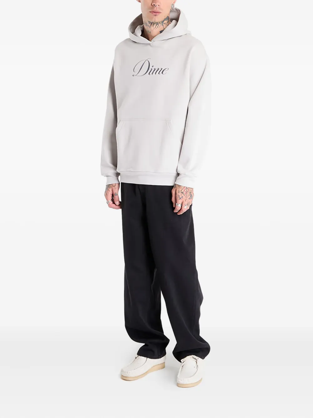 Dime Cursive-logo Hoodie In Neutral