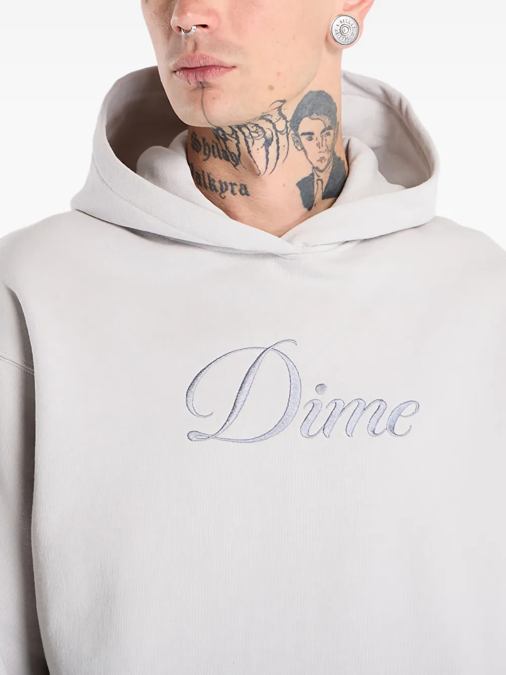Dime Cursive-logo Hoodie In Neutral