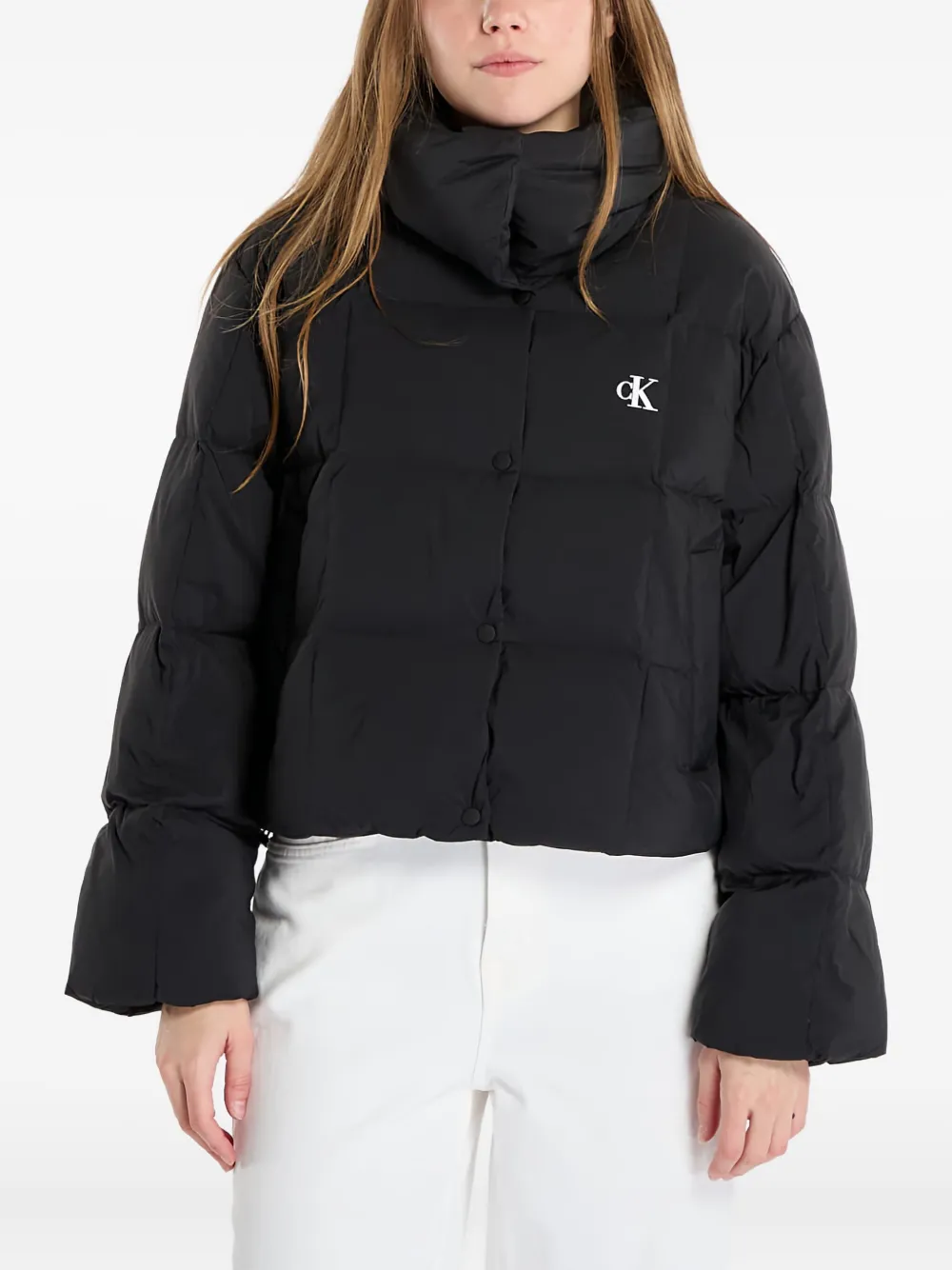 Calvin Klein Short Down Puffer Jacket In Blue