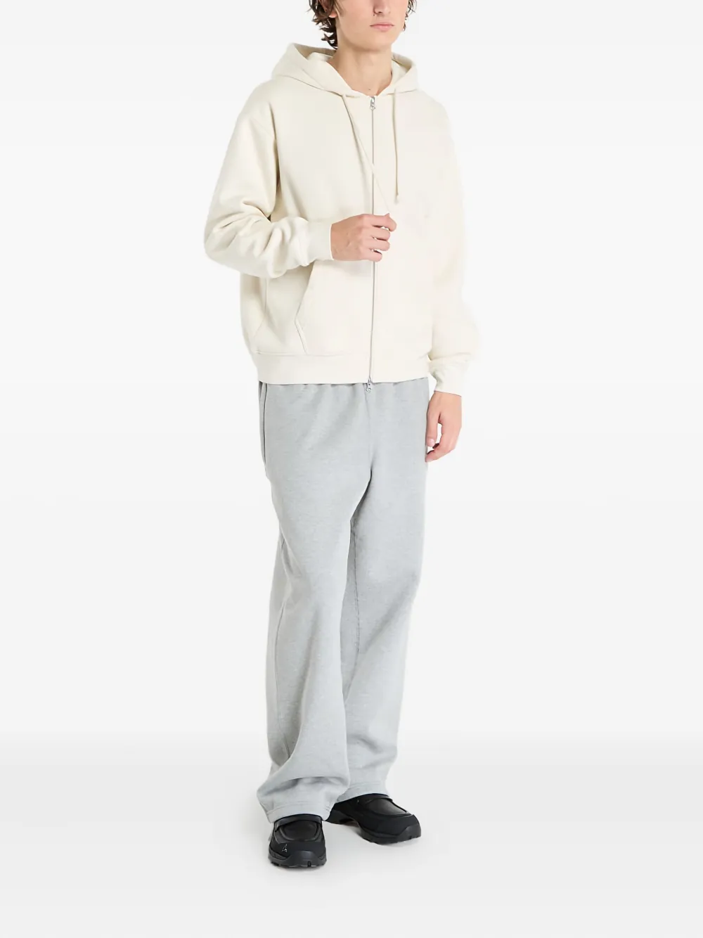 Dime Cursive Zip-up Hoodie In Neutral