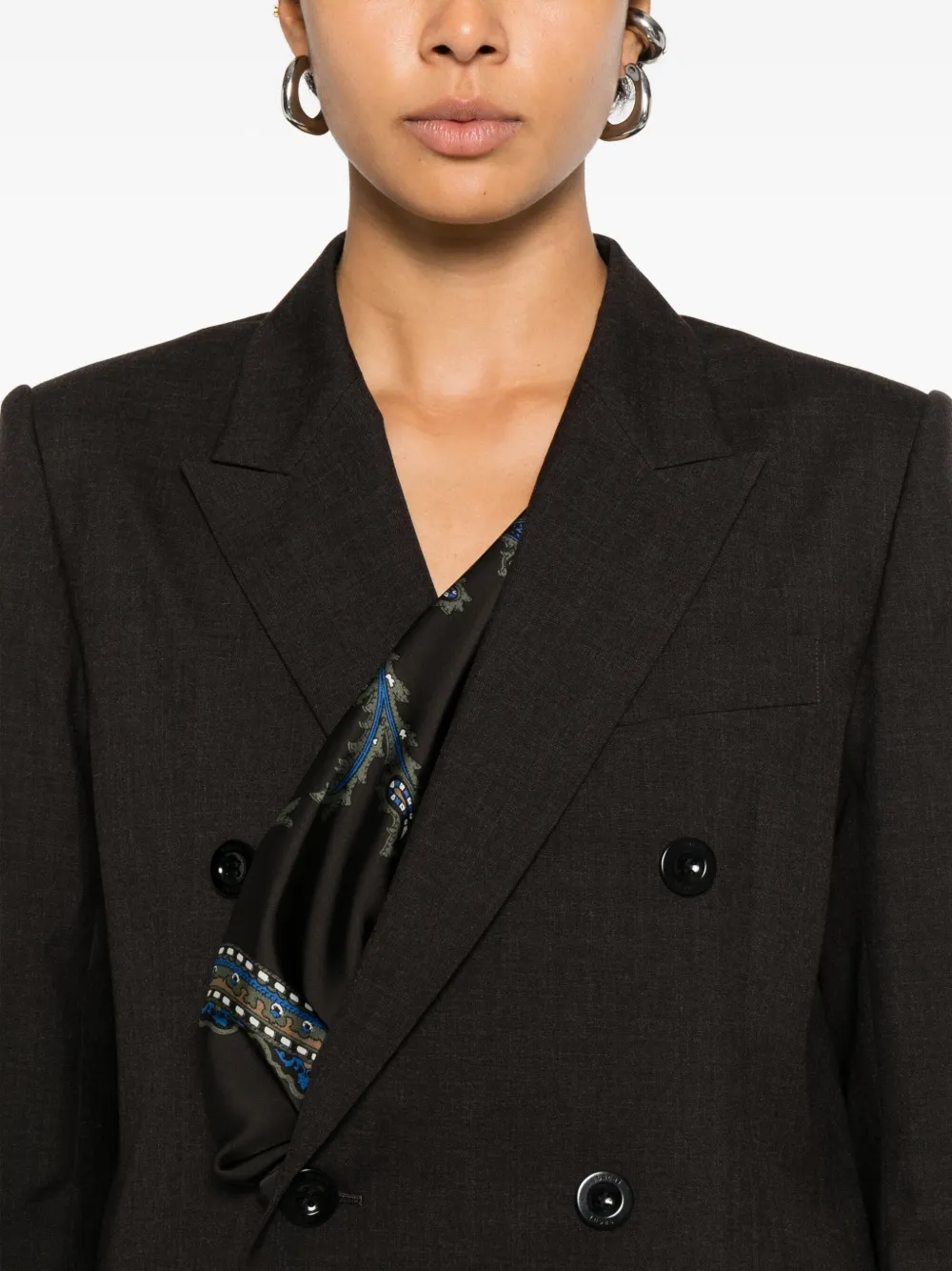 sacai Blazer met dubbele rij knopen en paisley-print Bruin