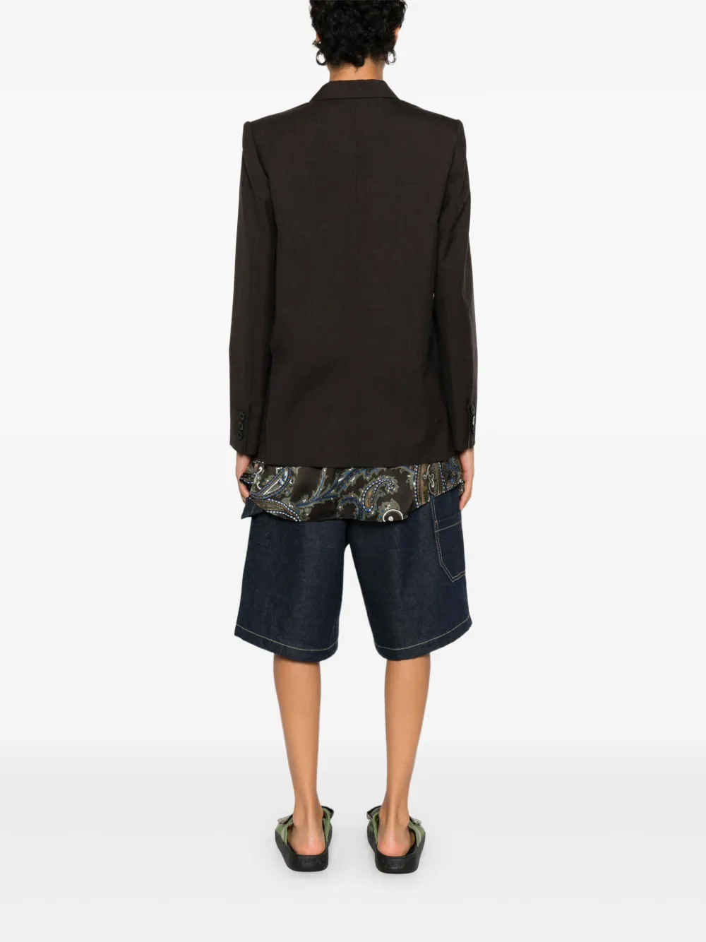 sacai Blazer met dubbele rij knopen en paisley-print Bruin