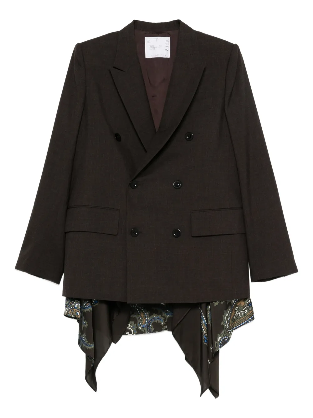 sacai ペイズリーダブルジャケット - ブラウン sacai ペイズリーダブルジャケット - ブラウン