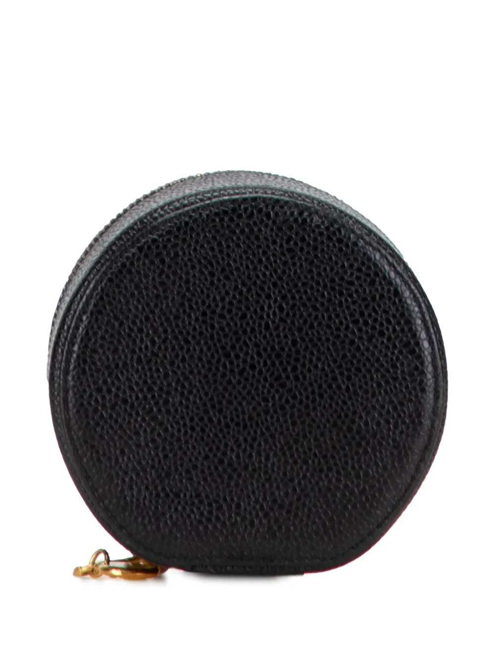 Pre-owned Chanel 1994-1996 Caviar Round Travel Jewelry Case In Black