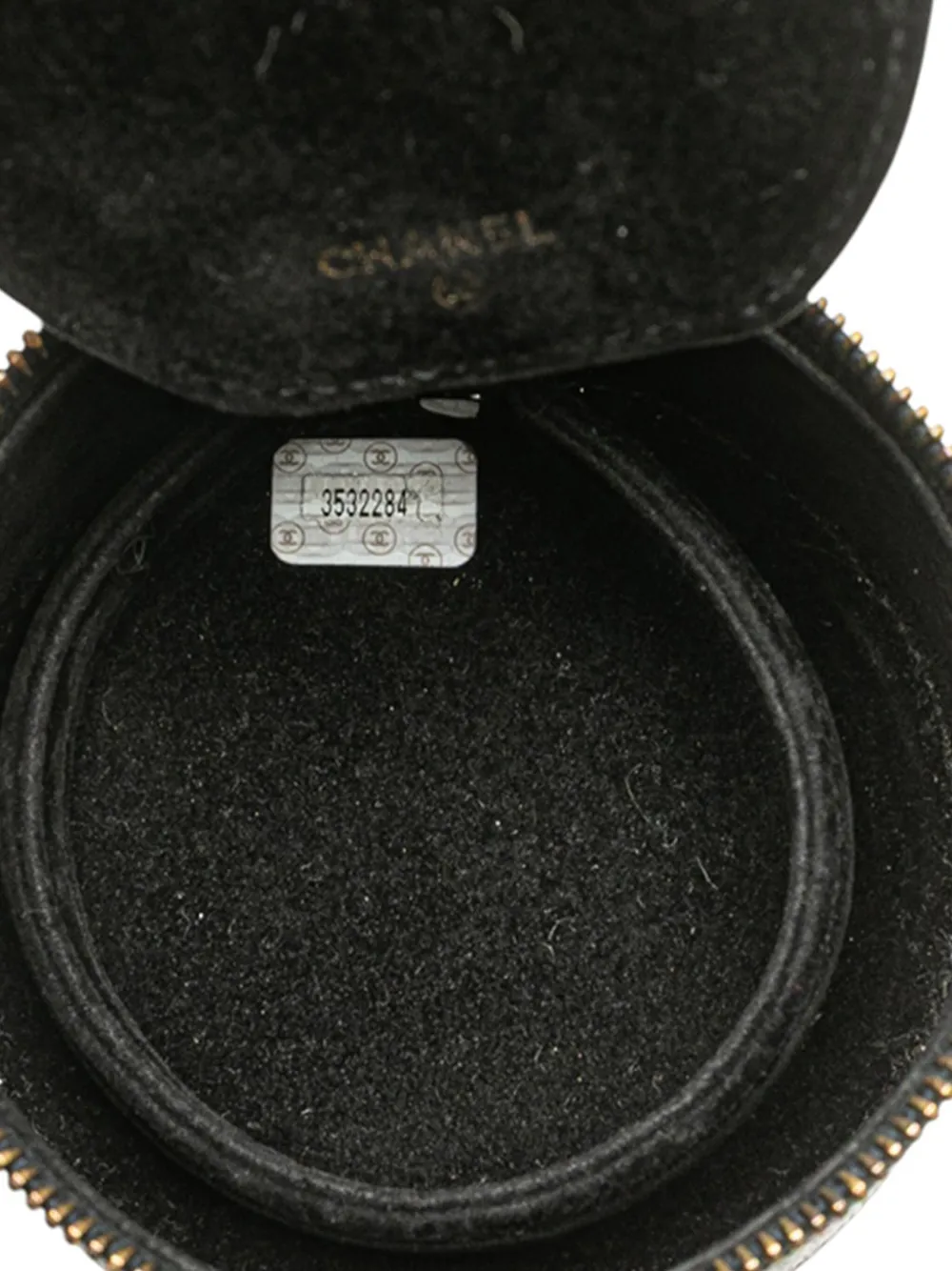 Pre-owned Chanel 1994-1996 Caviar Round Travel Jewelry Case In Black