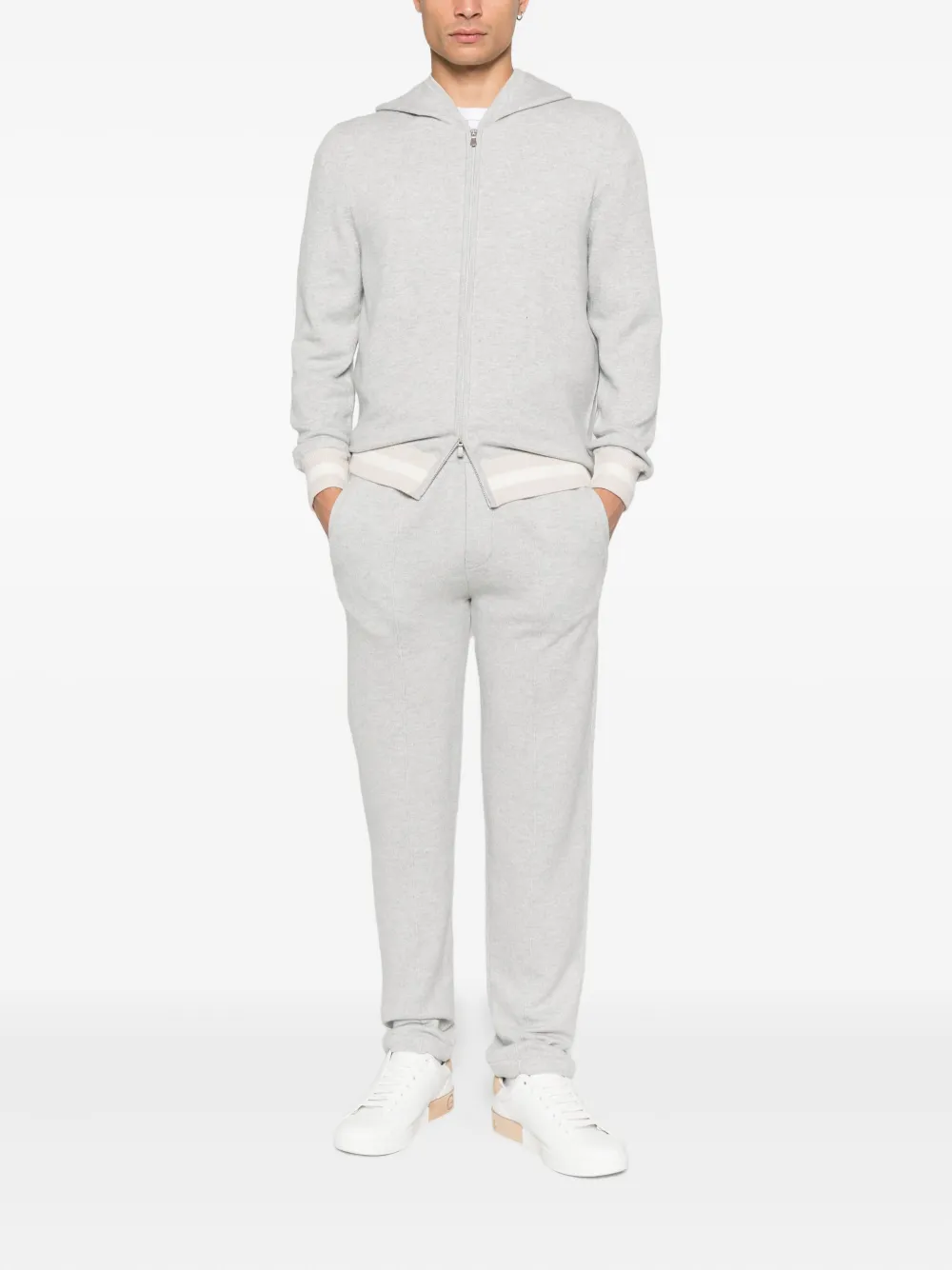 Gran Sasso x Casa Frumoasa hooded striped-trim tracksuit - Grijs