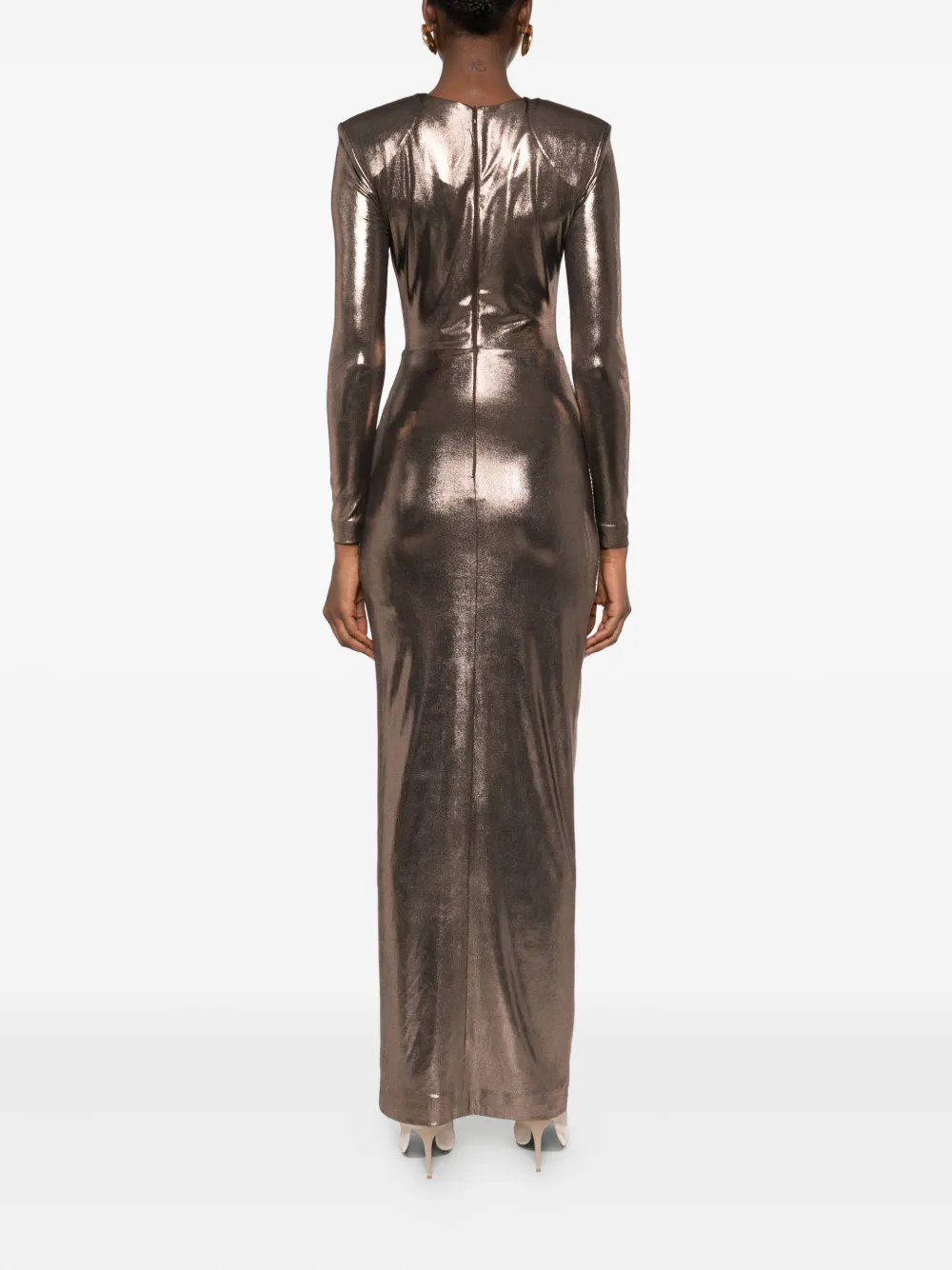 CRISTALLINI Ornelia maxi-jurk met gedraaid detail Bruin