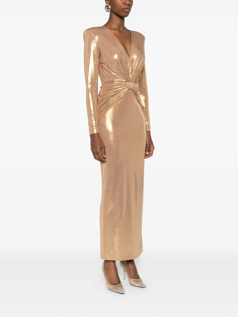 CRISTALLINI Vega geknoopte maxi-jurk Goud