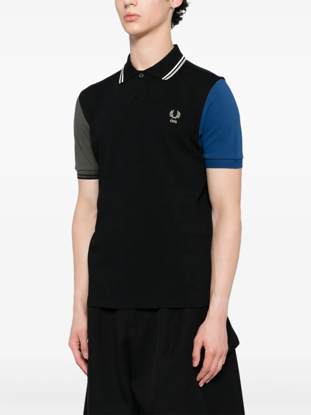 Comme Des Garçons Shirt x Fred Perry poloshirt met colourblocking en korte mouwen Blauw