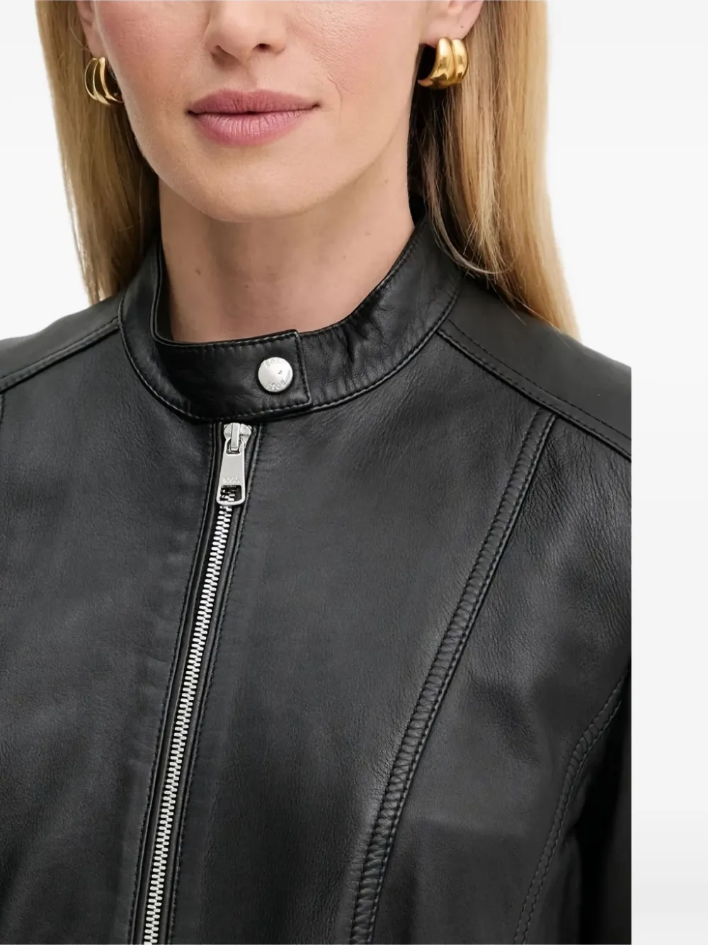 BOSS Leren jack Zwart