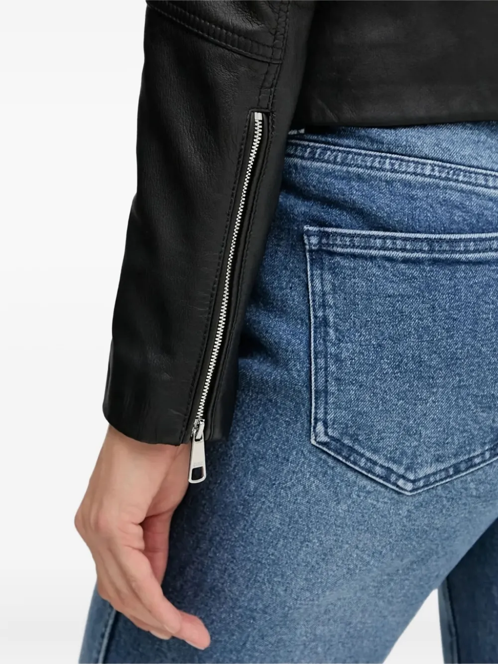 BOSS Leren jack Zwart