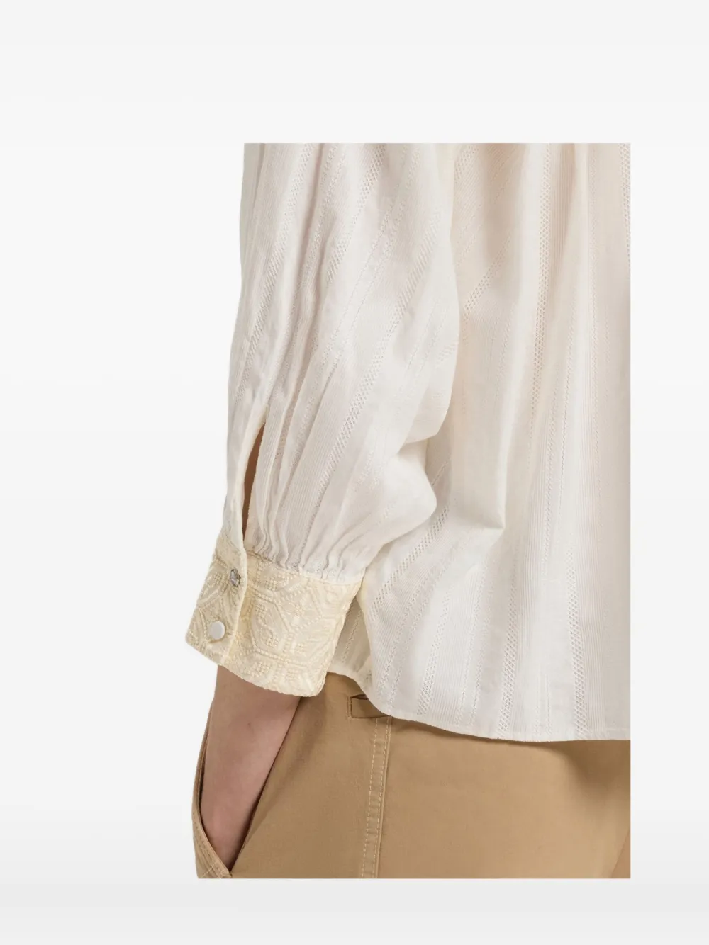 Hugo Boss Embroidered Cotton Blouse In Neutral