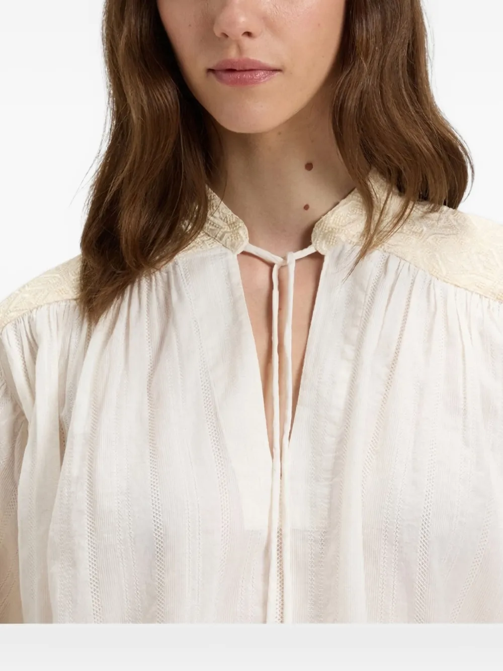 Hugo Boss Embroidered Cotton Blouse In Neutral
