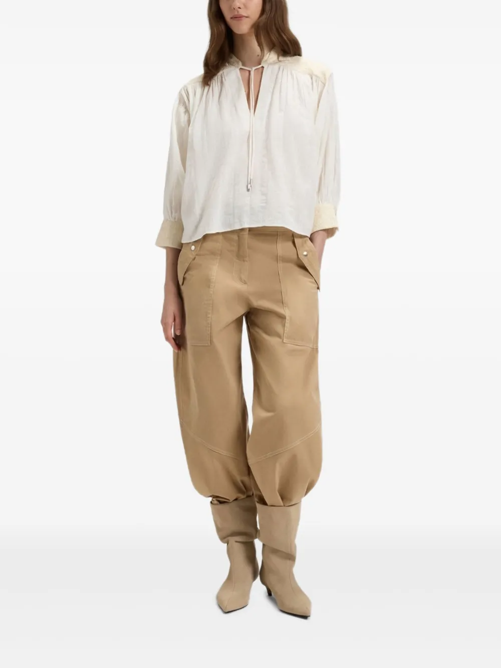 BOSS Shirt met borduurwerk Beige