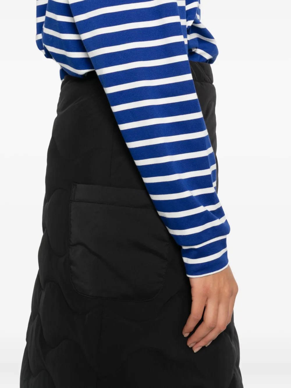 Snow Peak Quilted Pocket Midi Skirt In Black