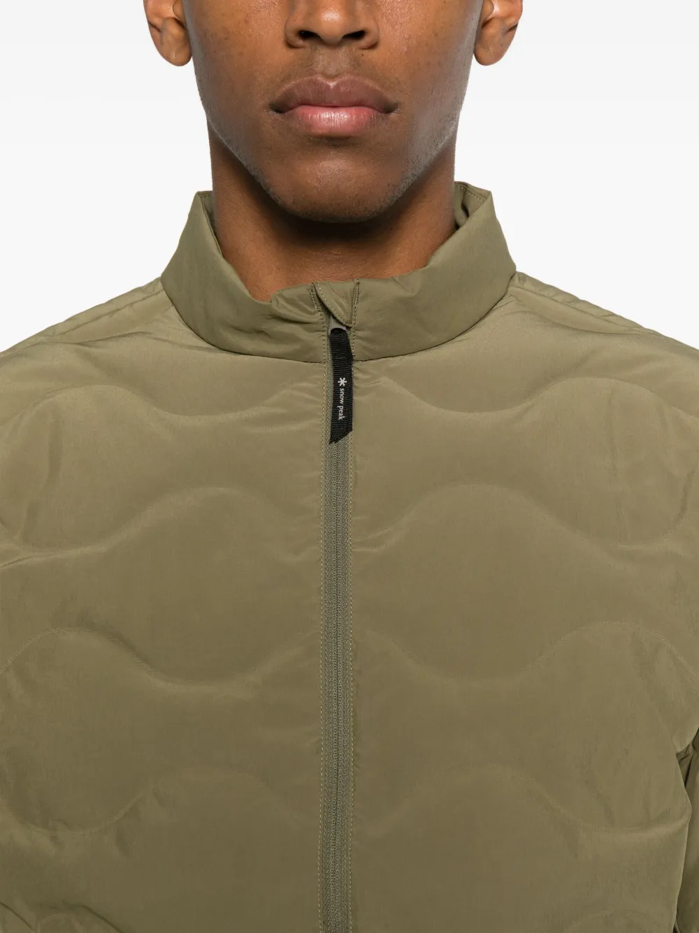 Snow Peak Quilted-design Zip-up Sweater In Green