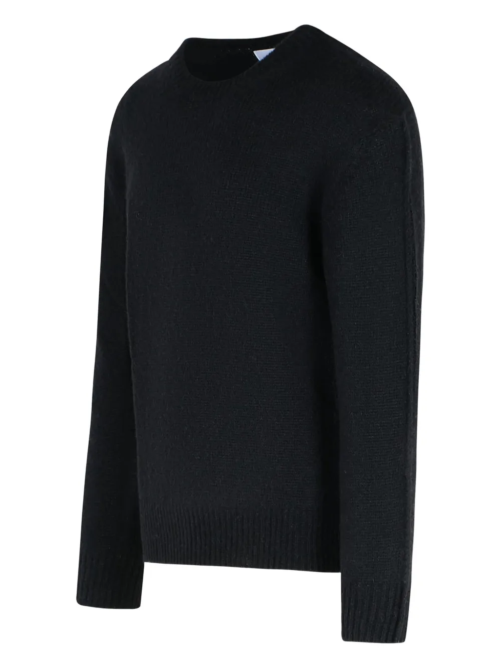 Seven Gauge Textured Black Crewneck Sweater With Relaxed Fit