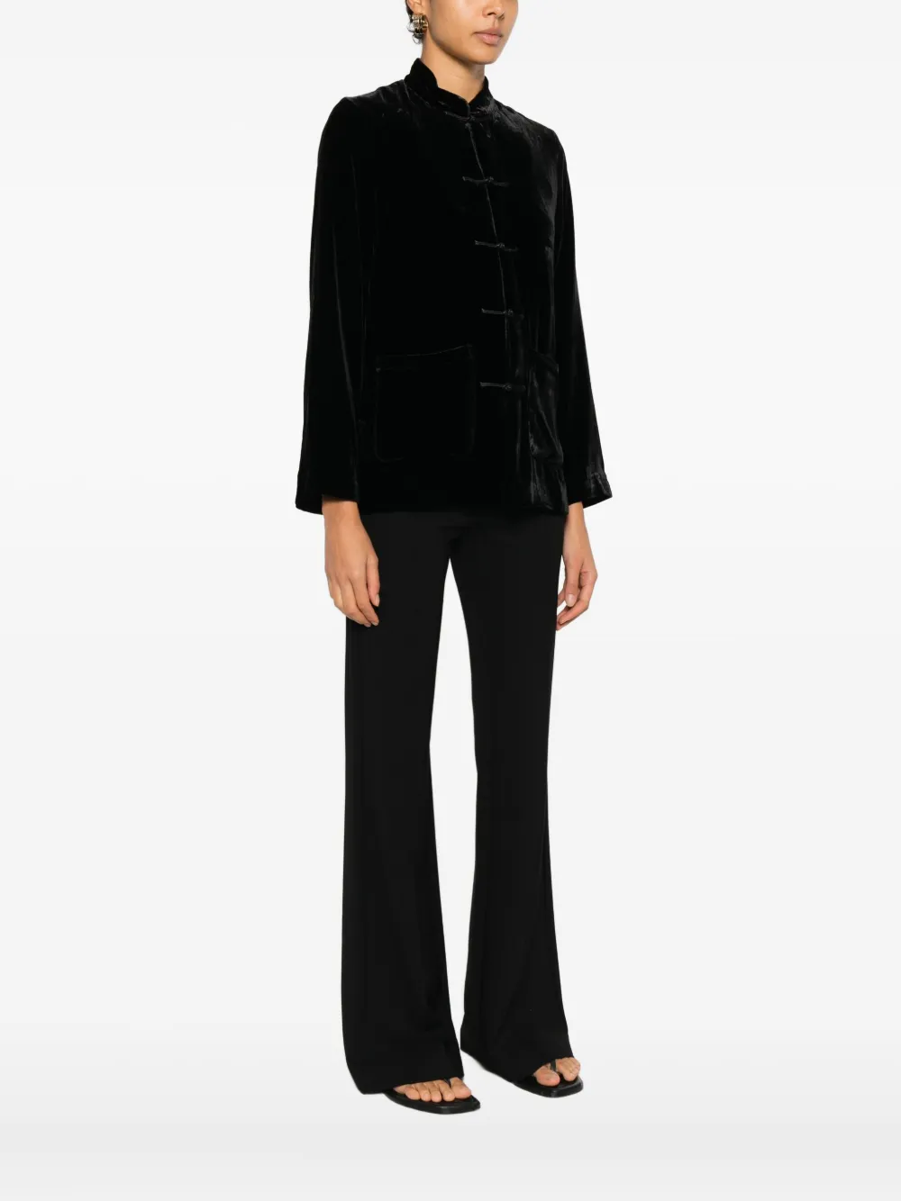 Yali Pocket Velvet Blazer In Black