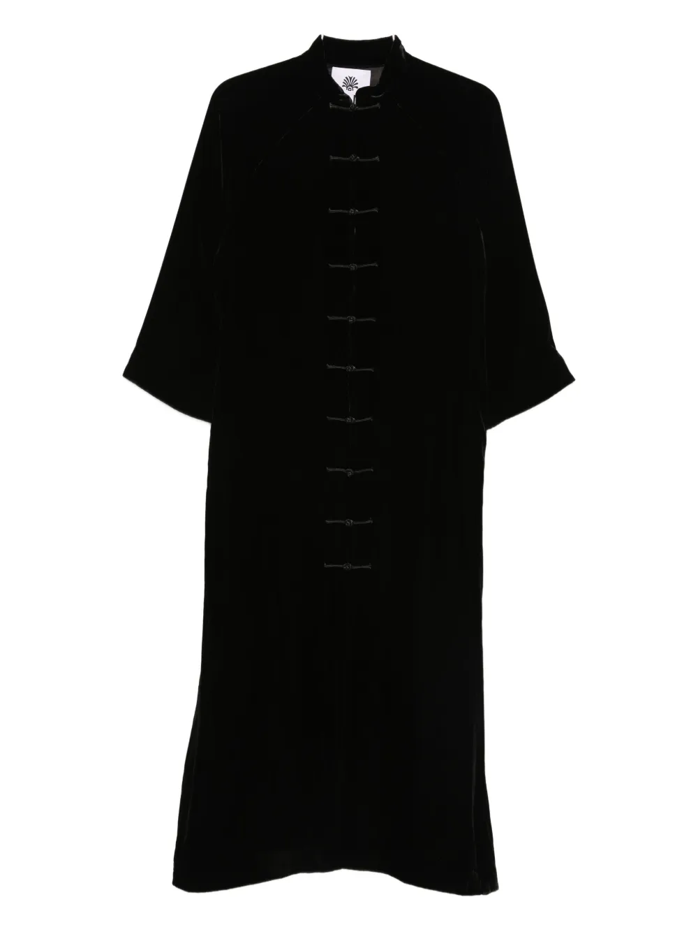 YALI Velvet Button Coat | Black | Image 1