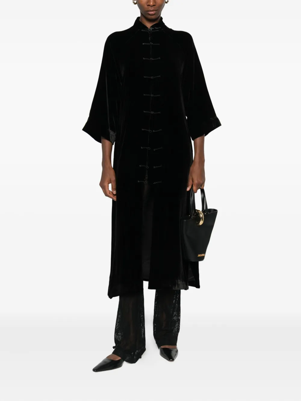 YALI Velvet Button Coat | Single Breasted Coats | Image 2