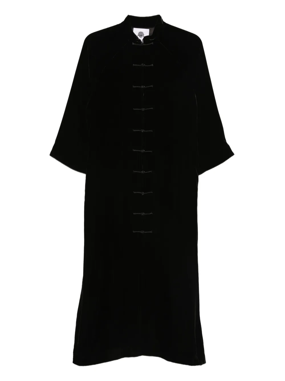 YALI Velvet Button Coat | Black | Image 1