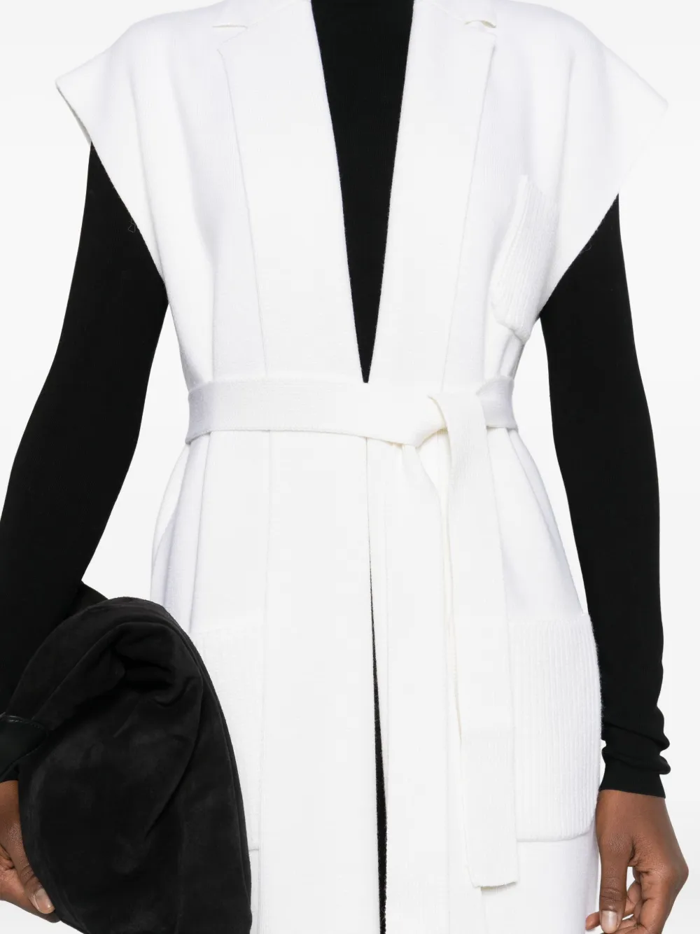 Gran Sasso Gilet met zakken en ceintuur Wit