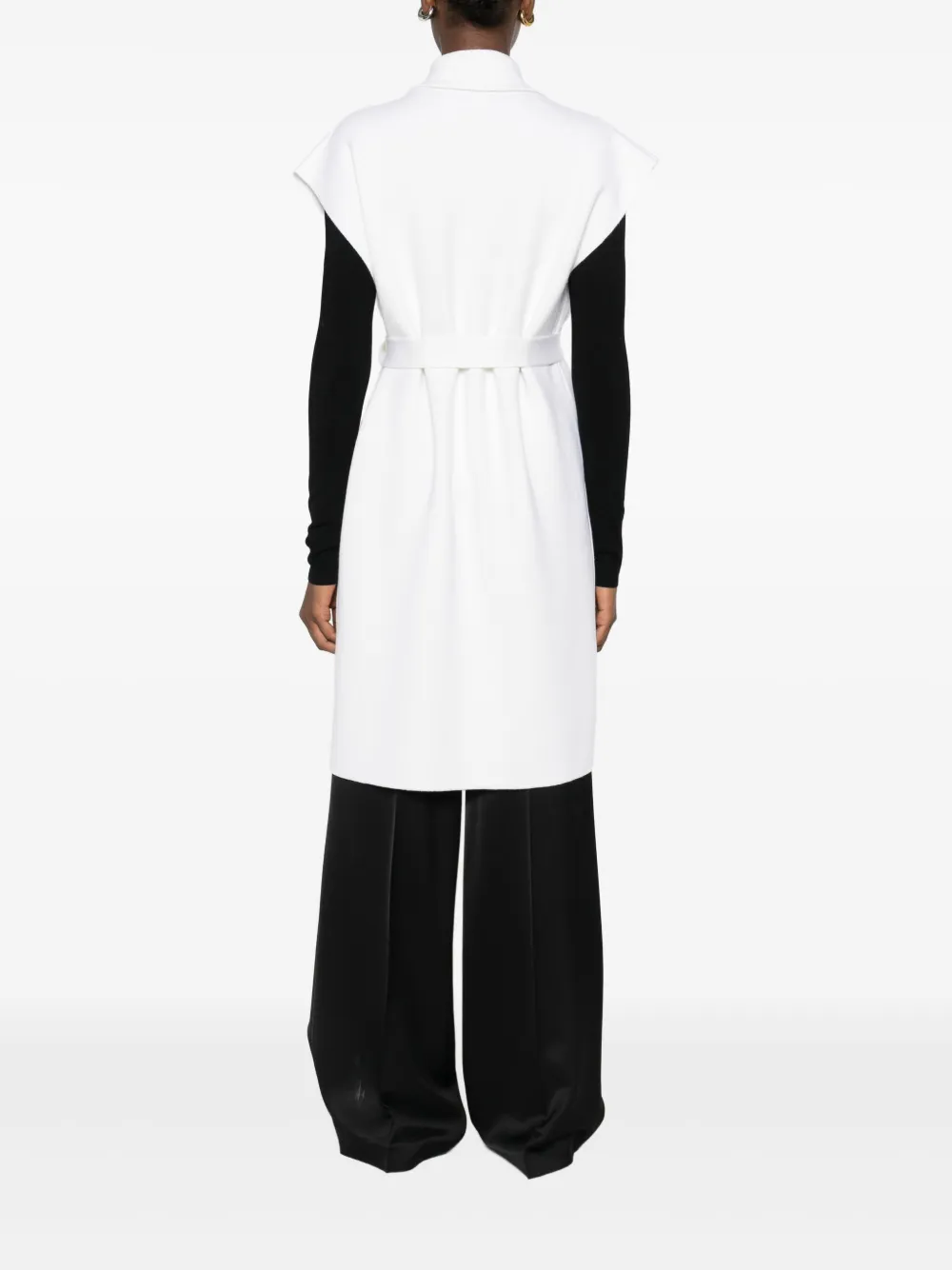 Gran Sasso Gilet met zakken en ceintuur Wit