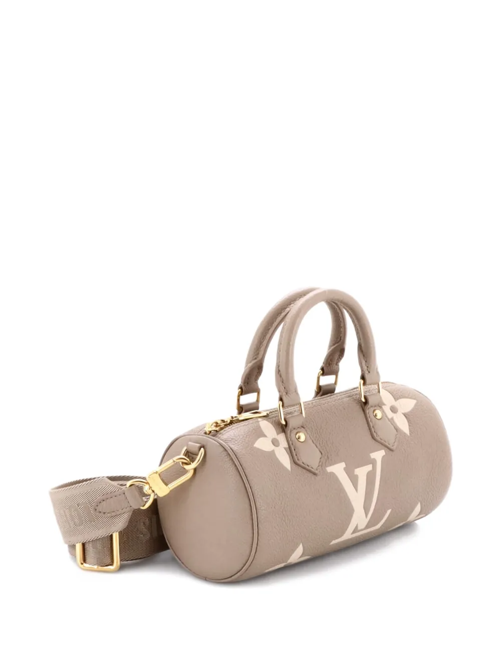 Pre-owned Louis Vuitton 2021-2025 Papillon Handbag Bicolor Monogram Empreinte Giant Bb Crossbody Bag In Neutral