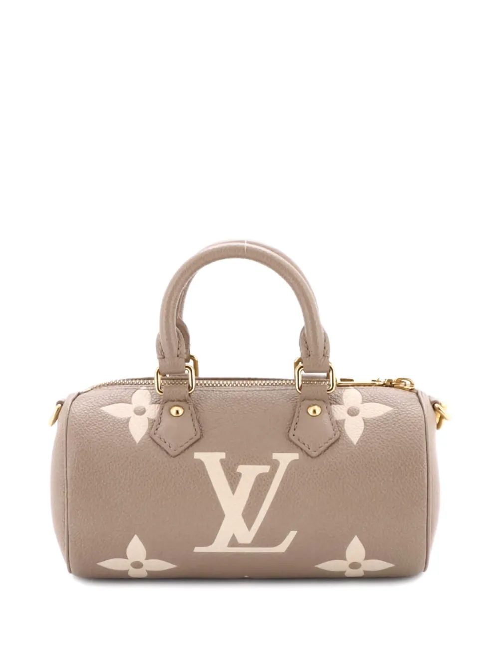 Pre-owned Louis Vuitton 2021-2025 Papillon Handbag Bicolor Monogram Empreinte Giant Bb Crossbody Bag In Neutral