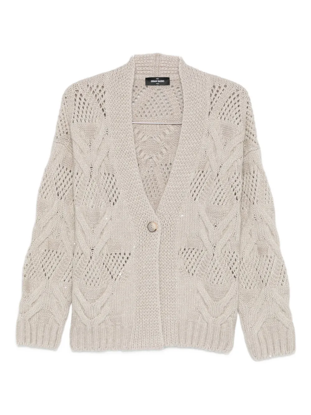 Gran Sasso Cable-knit Button-fastening Cardigan In Neutral