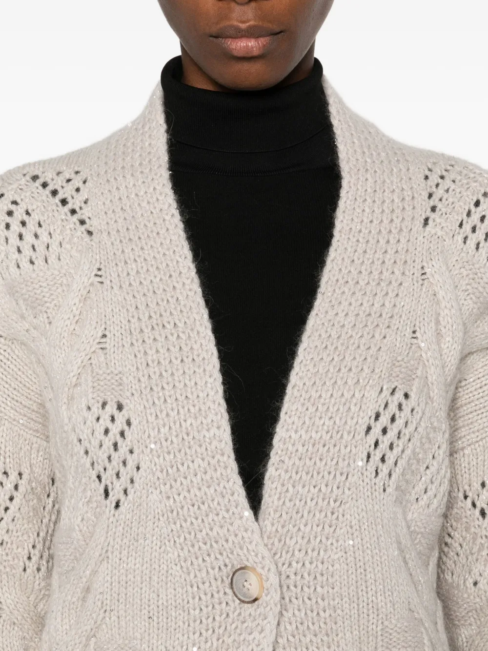 Gran Sasso Cable-knit Button-fastening Cardigan In Neutral