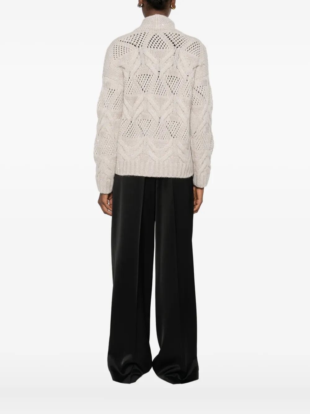 Gran Sasso Cable-knit Button-fastening Cardigan In Neutral