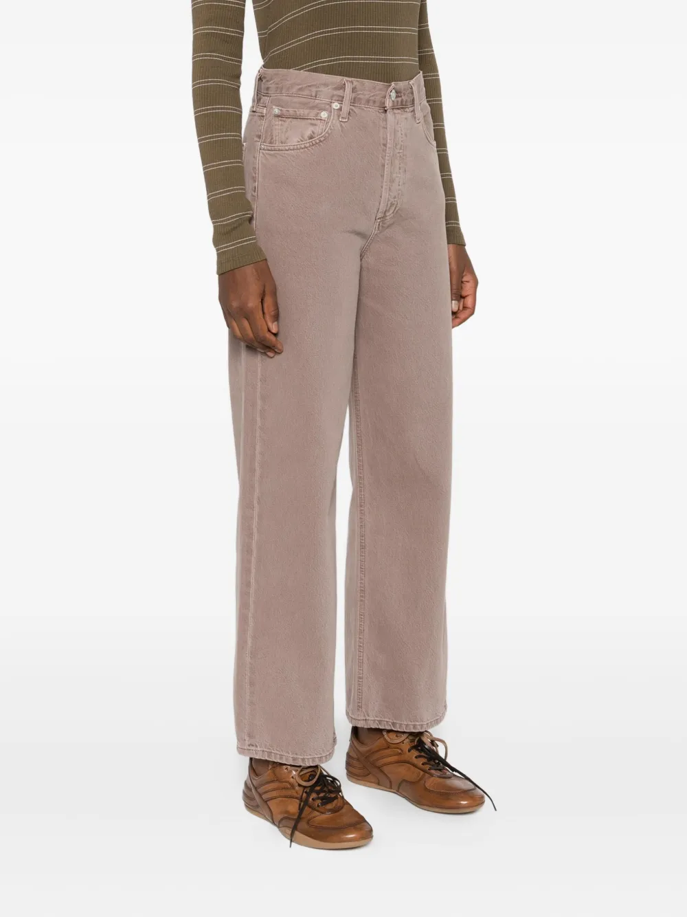 Agolde Button-fly Denim Jeans In Neutral