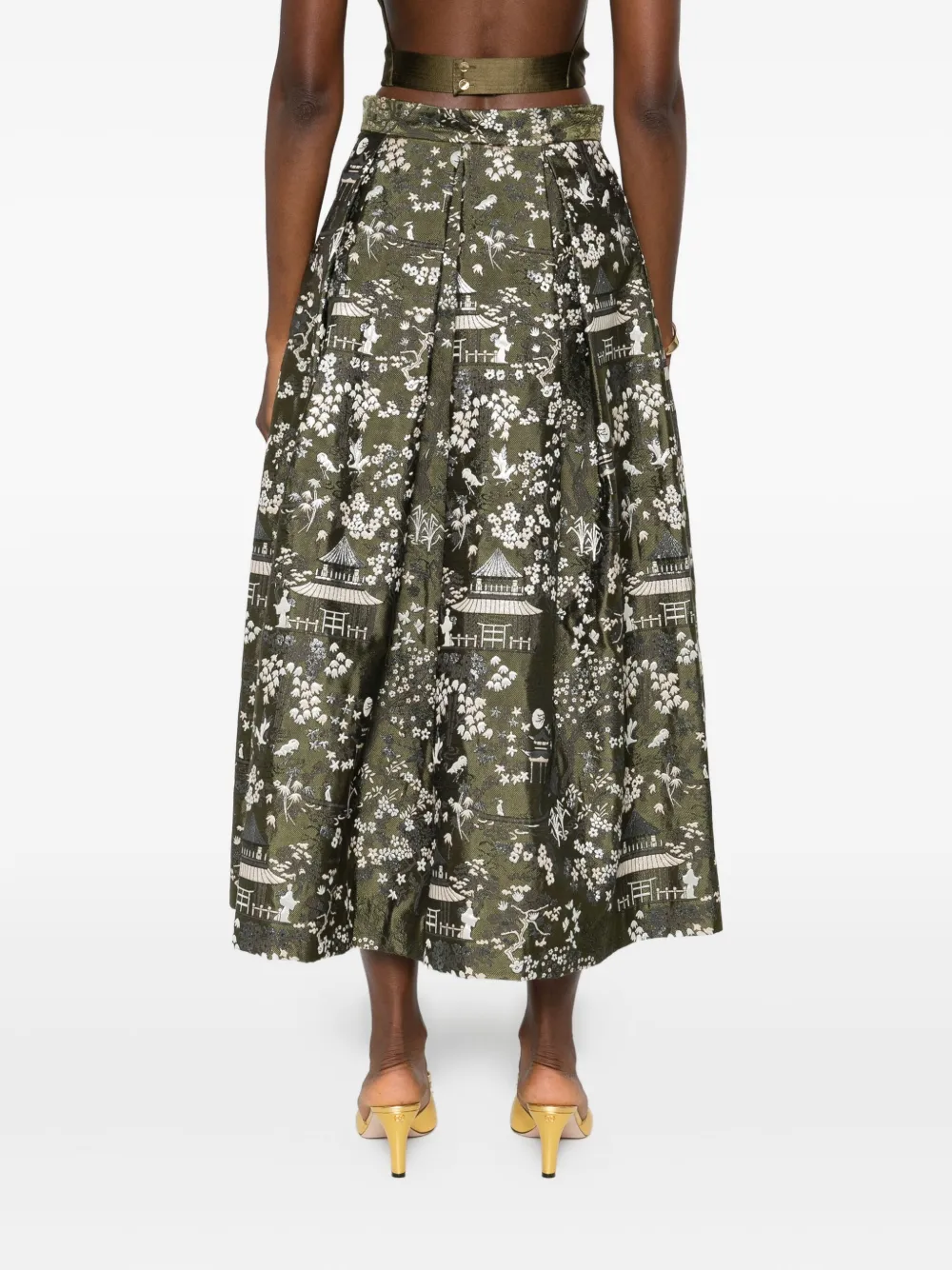 Lunatica Milano Rok met bloemenprint Groen