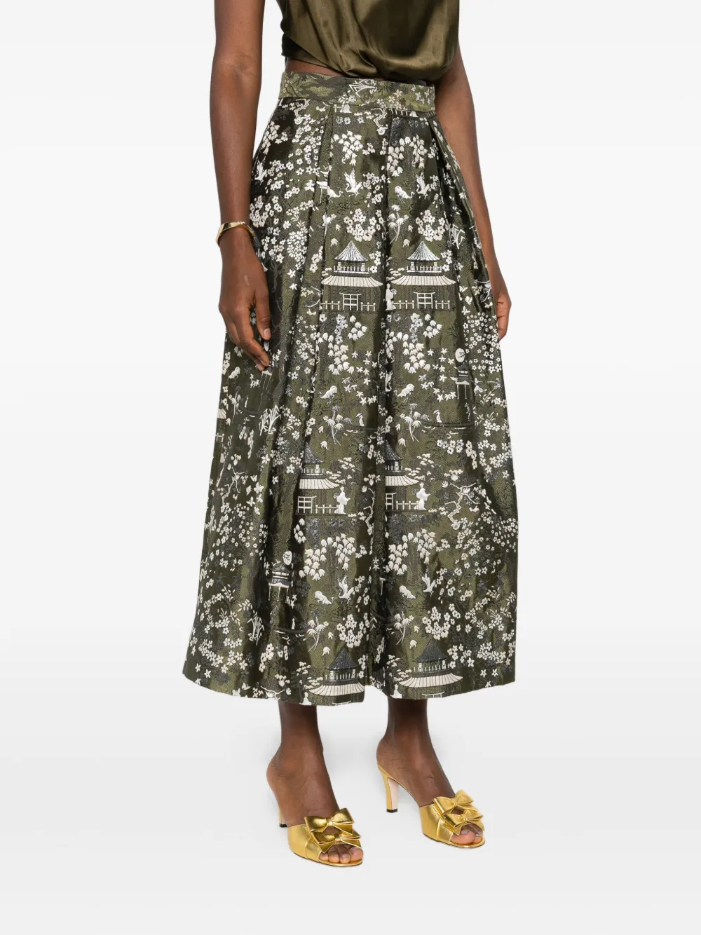 Lunatica Milano Rok met bloemenprint Groen