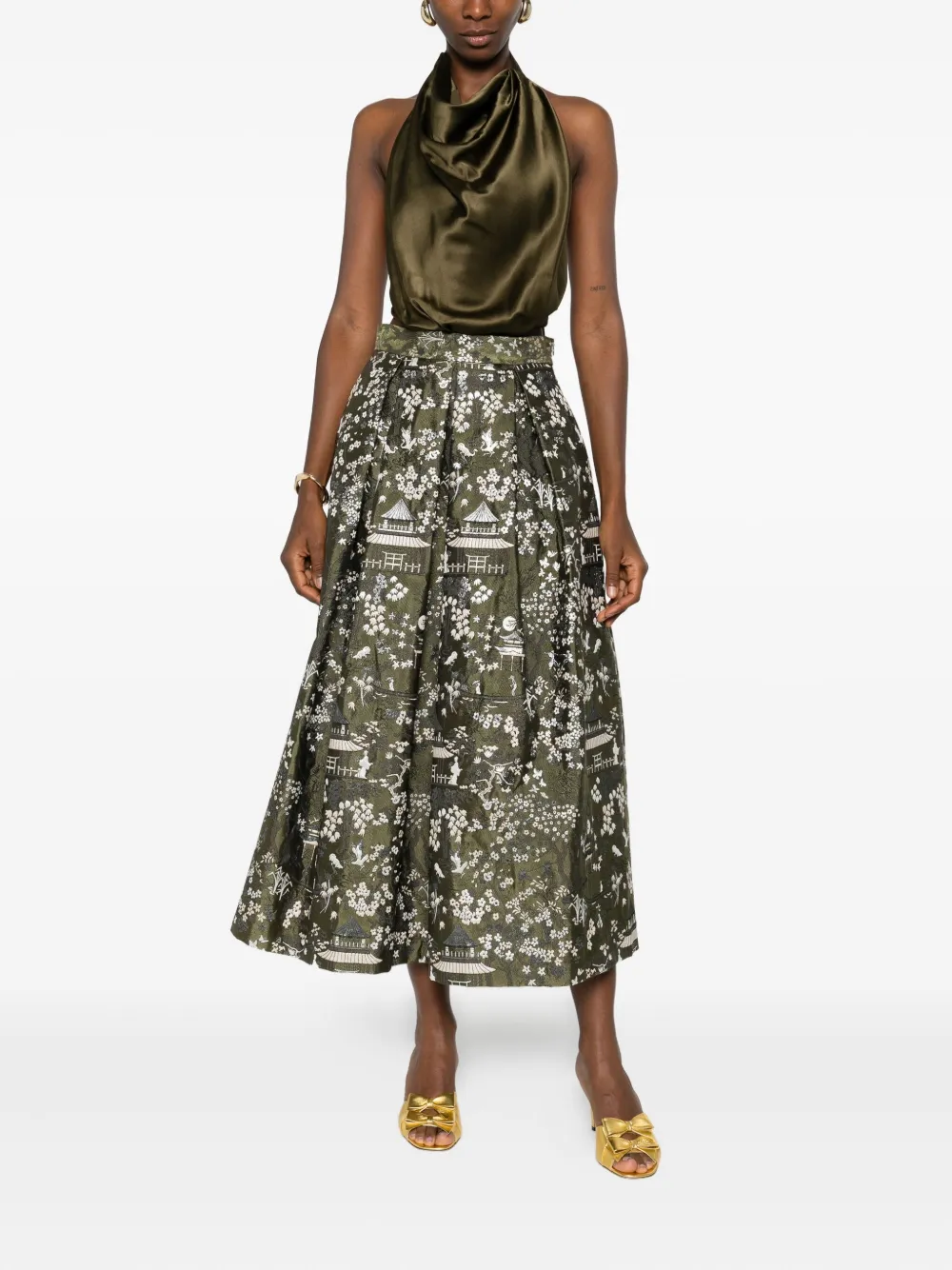 Lunatica Milano Rok met bloemenprint - Groen